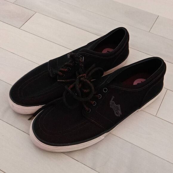 Polo Ralph Lauren Men's Faxon Low Reflective Sneakers Black Size 12D - Picture 1 of 10